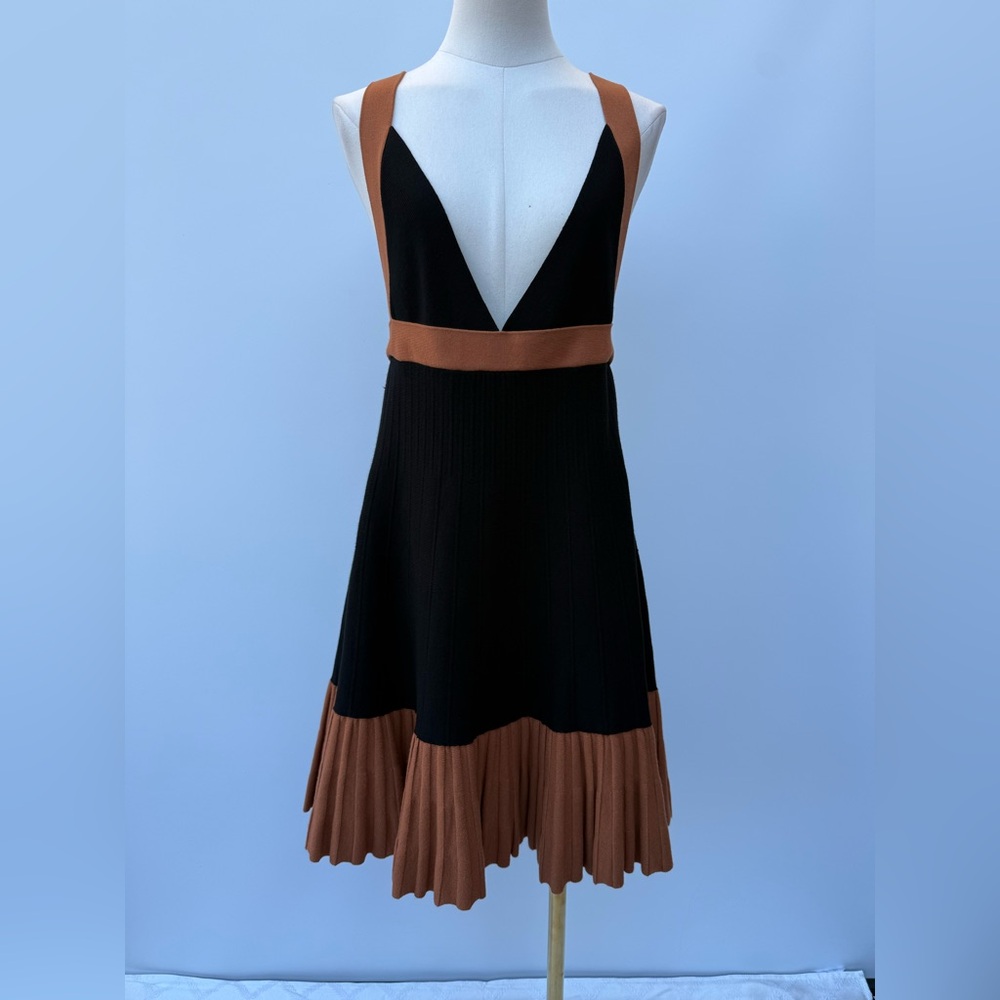 Anthropologie Open Back Color Block Pleated Knit Dress Size Large - Picture 4 of 15